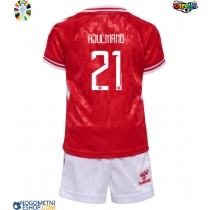 Otroški Nogometni dresi Danska Morten Hjulmand #21 Domači EP 2024 Kratek Rokav (+ Kratke hlače)